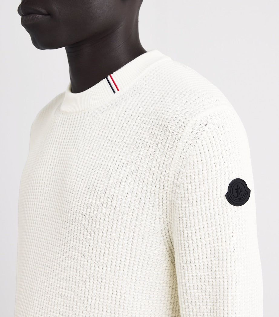 Moncler Ivory Cotton Waffle-Knit Sweater