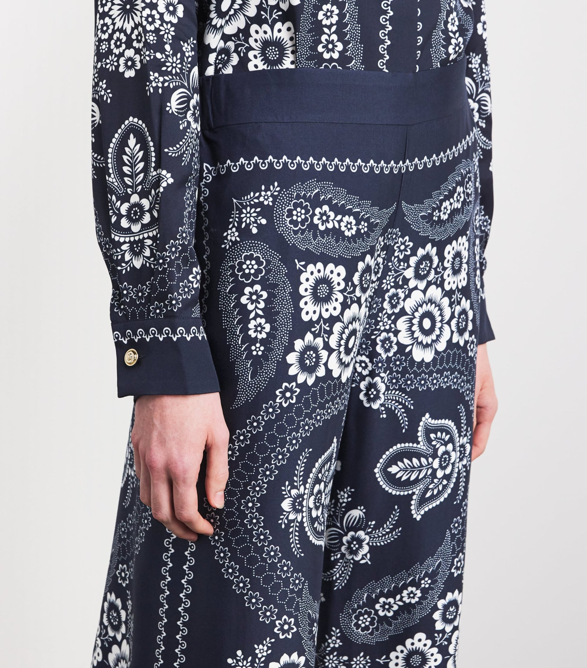 Maje Multi Satin Floral Wide-Leg Trousers