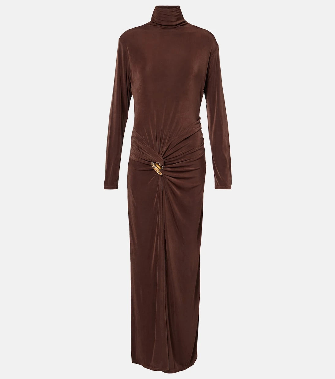 Xu Zhi - Gathered turtleneck maxi dress