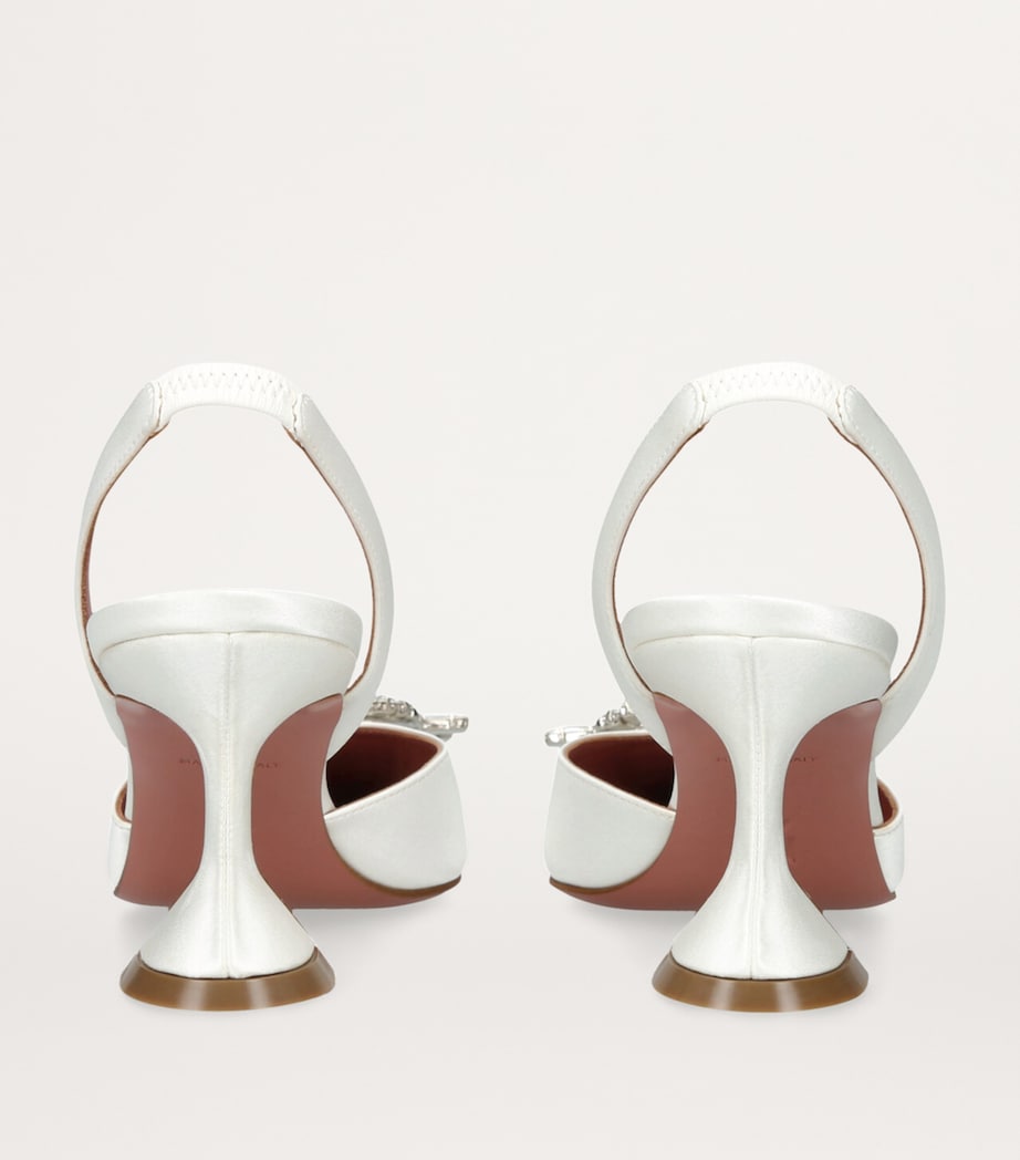 Satin Begum Slingback Pumps 70 WHITE