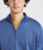 John Smedley Blue Extra Fine Merino Wool Half-Zip Tapton Sweater
