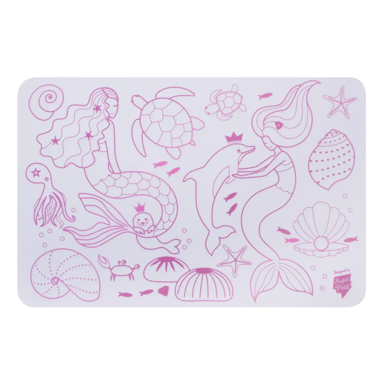 Superpetit - Mini reversible coloring placemat with 4 felt-tip pens - Sirène