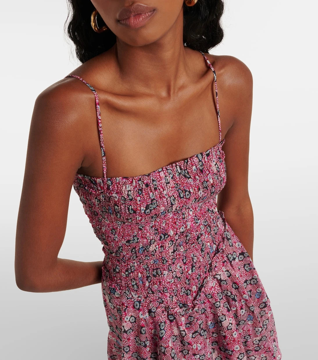 Marant Etoile - Anka printed smocked cotton minidress
