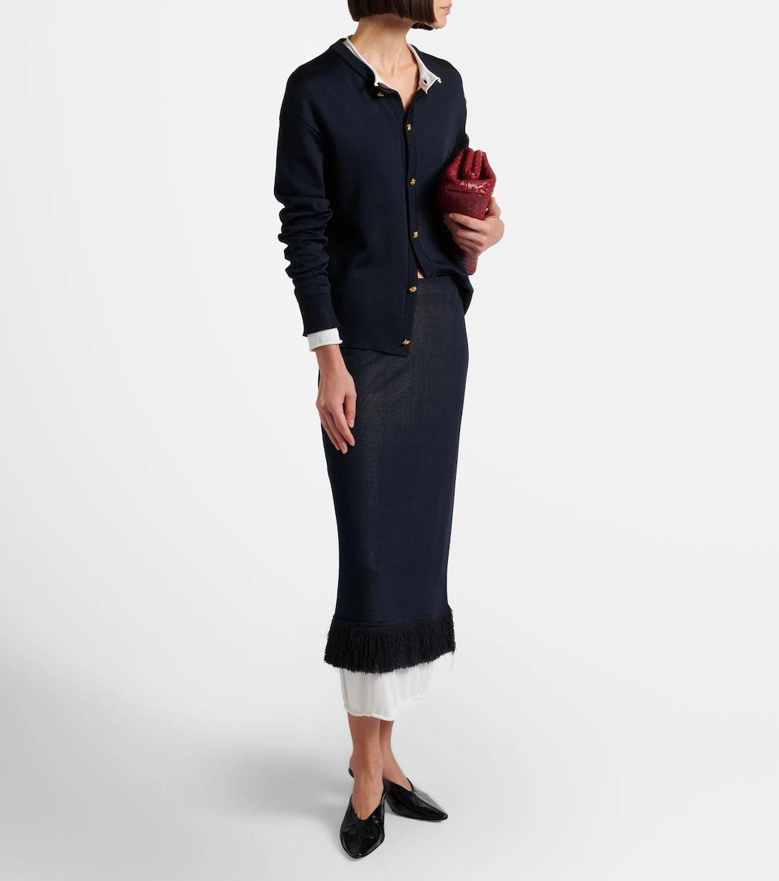 Bottega Veneta - Knitted silk midi skirt
