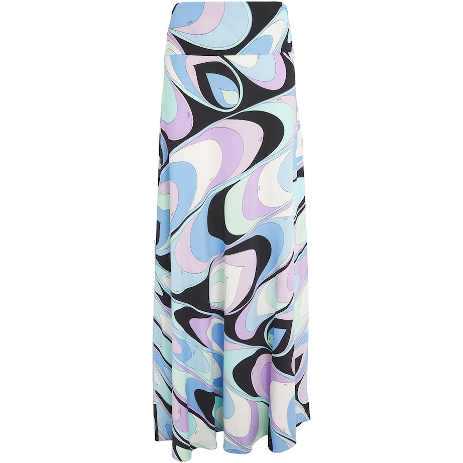 Purple Satin Printed Maxi Skirt