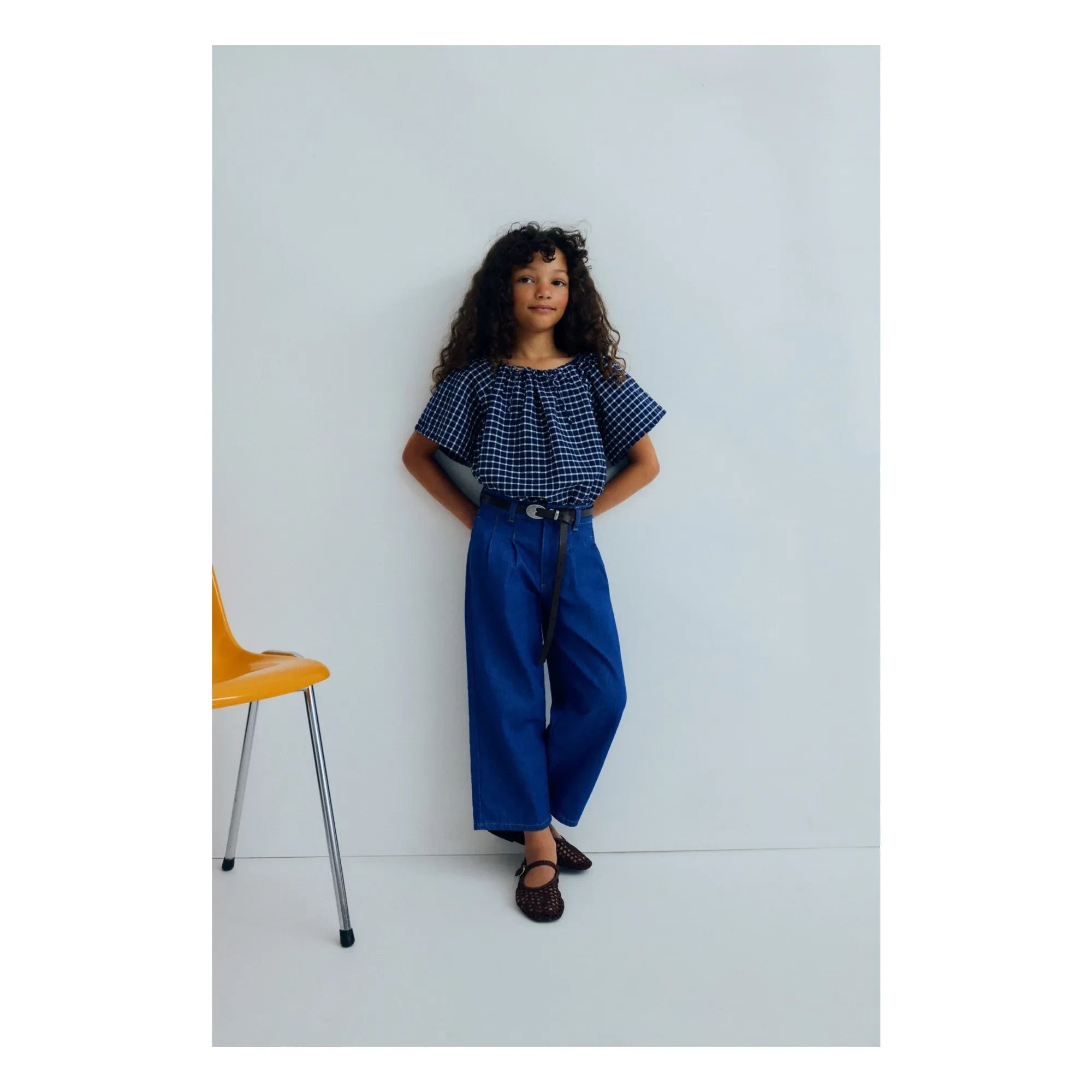 the new society - Blouse Jasmine Carreaux | Dark Blue