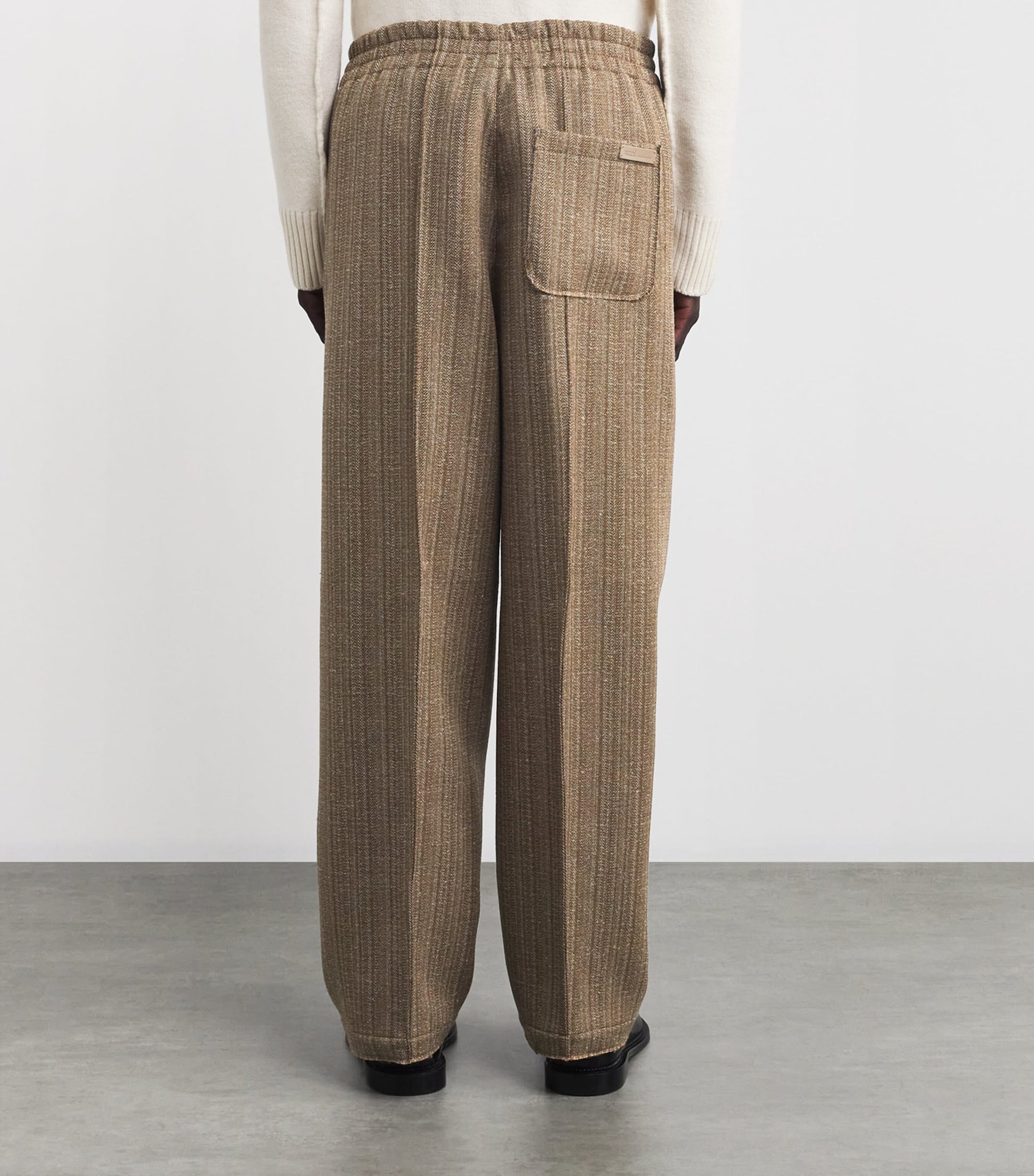 AMI Paris Wool-Blend Elasticated Wide-Leg Trousers