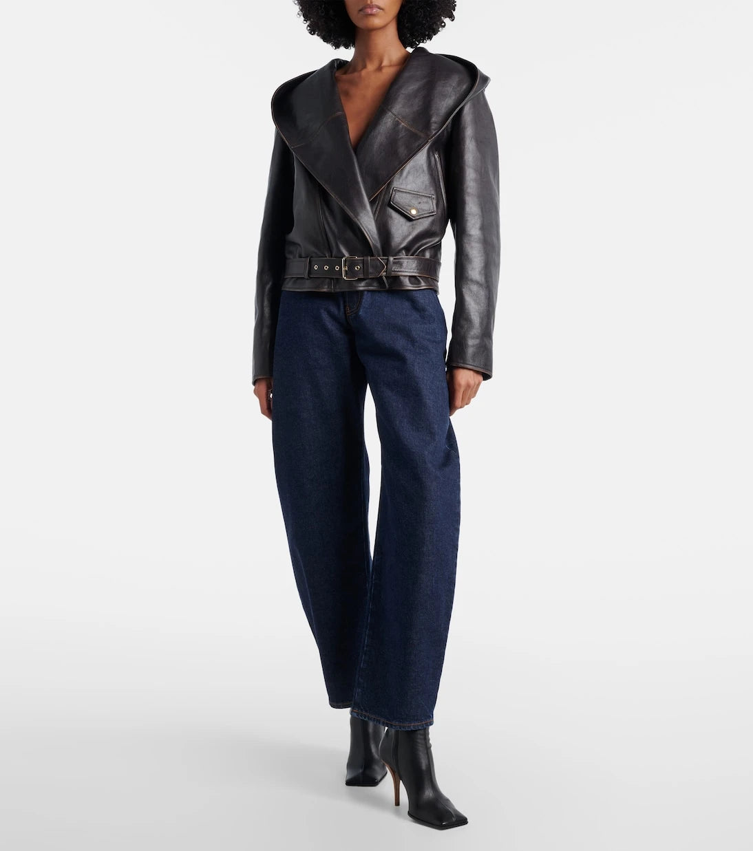 Alaïa - Hooded leather biker jacket