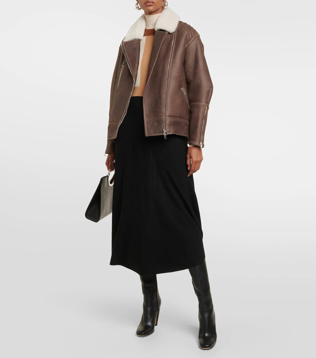 Blancha - Shearling-trimmed leather jacket
