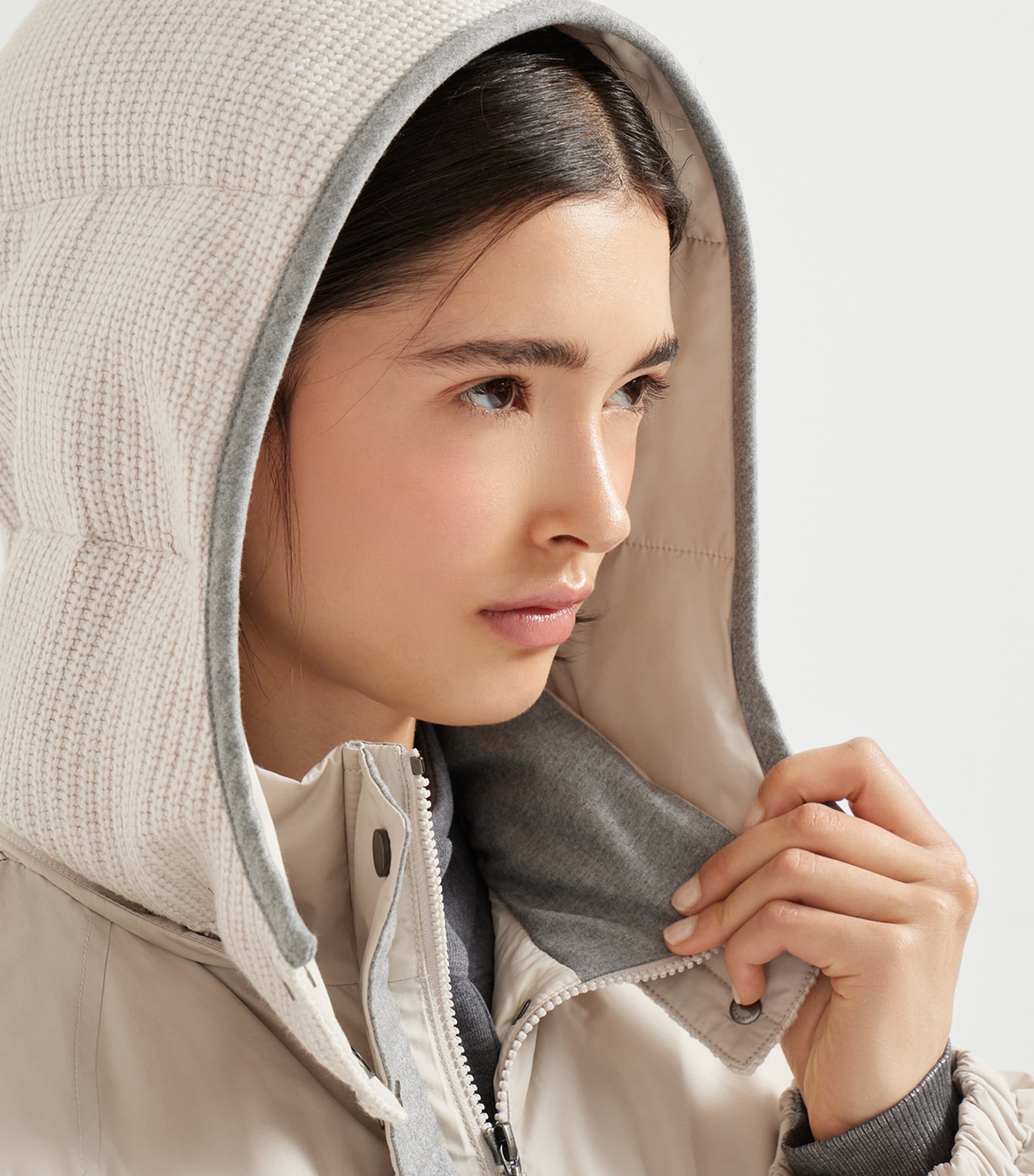 Beige Techno Cotton Puffer Jacket