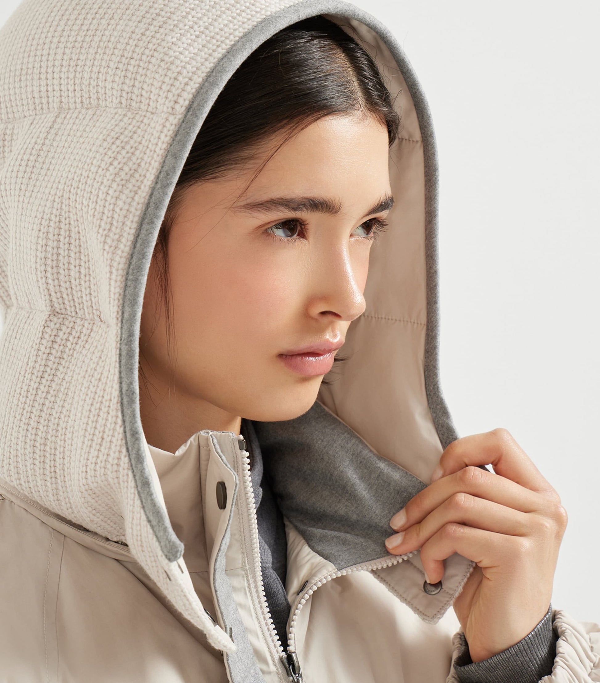 Beige Techno Cotton Puffer Jacket