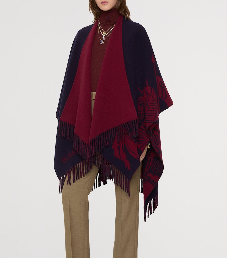 Burberry Red Wool-Cashmere EKD Reversible Cape