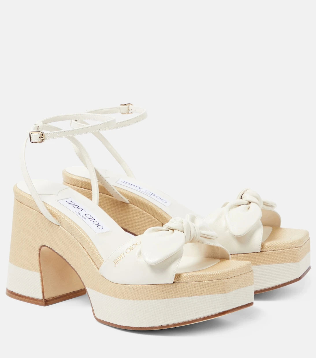 Jimmy Choo - Ricia leather and raffia platform sandals
