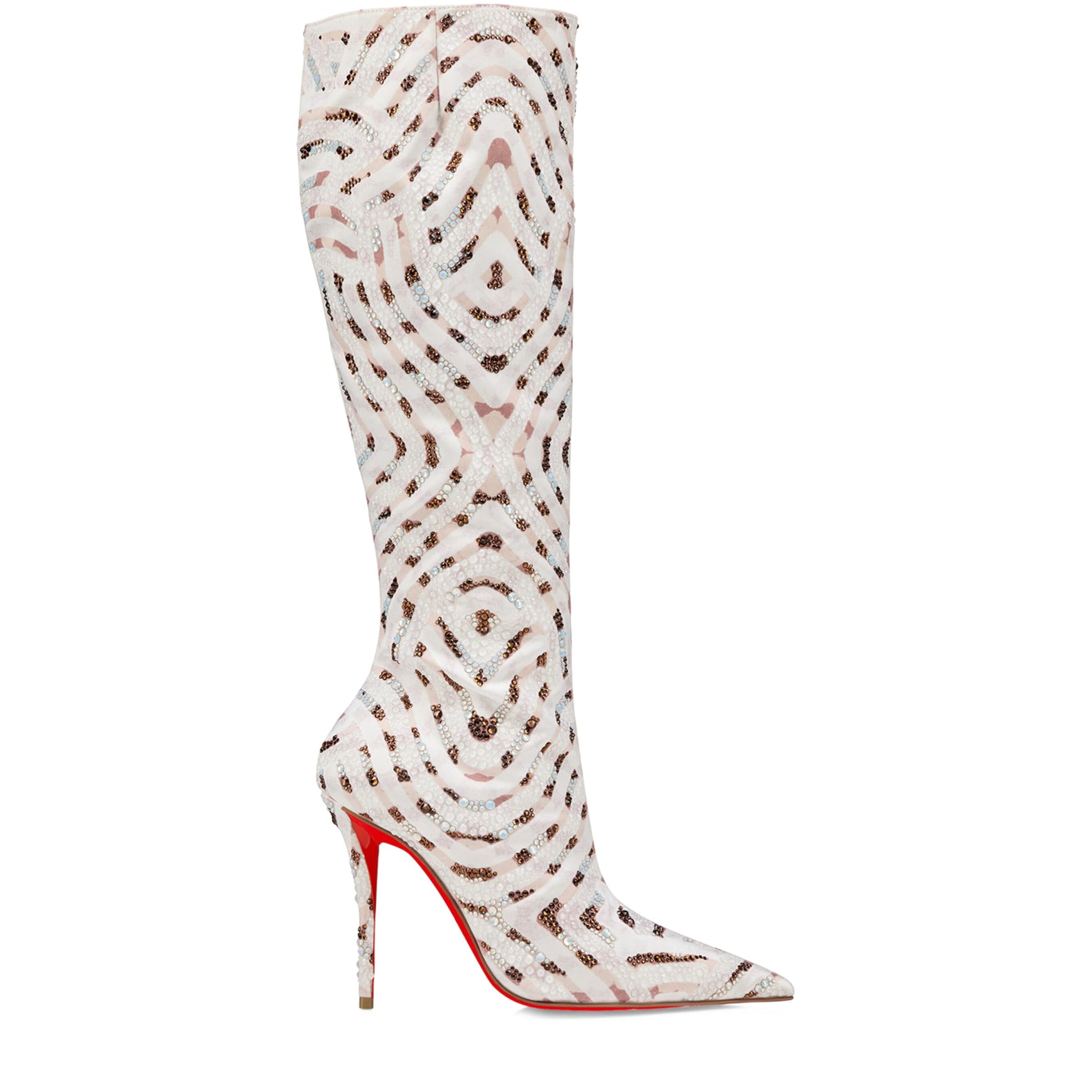 Multi Miss Z Silk Embellished Knee-High Boots 100