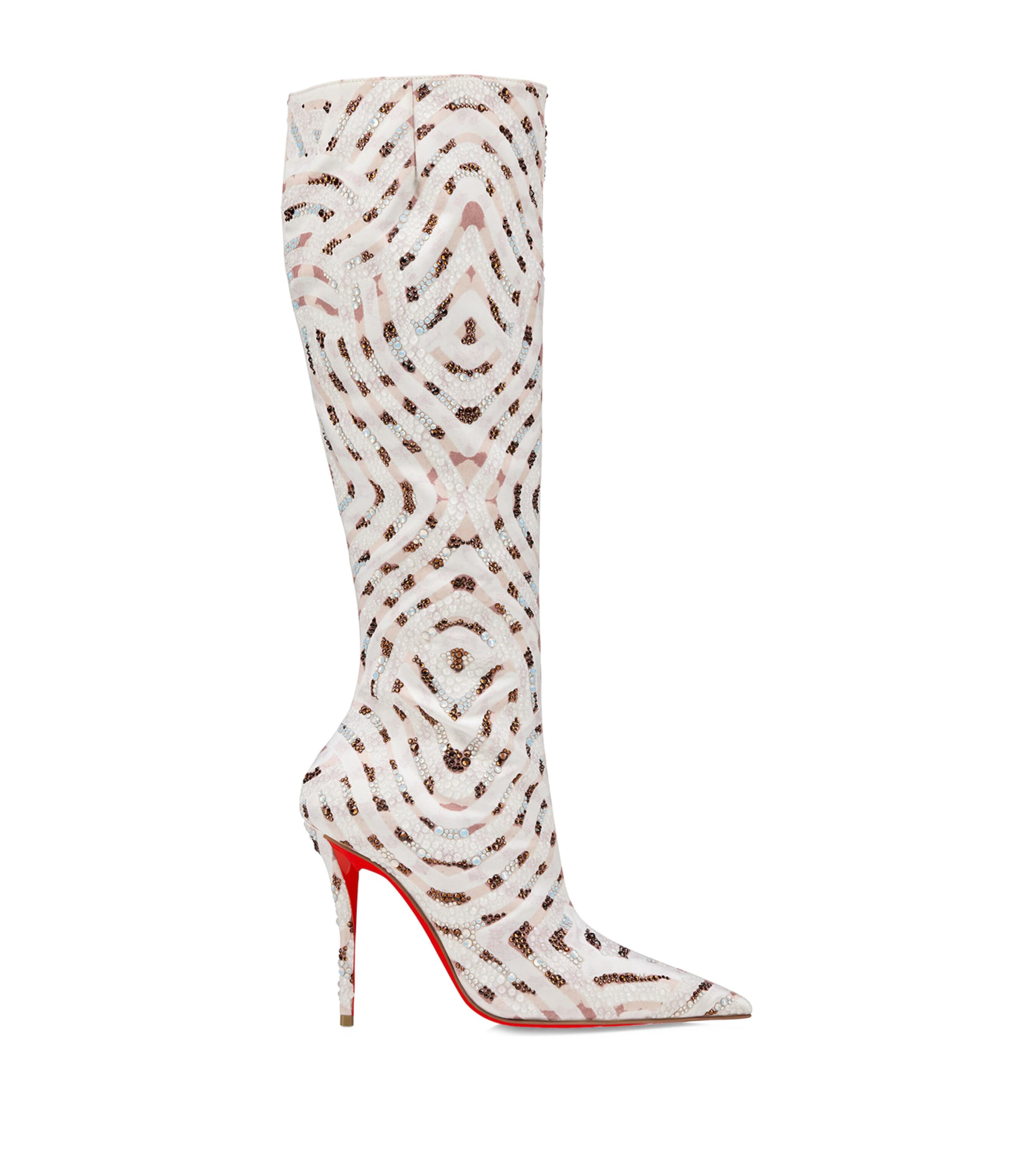 Multi Miss Z Silk Embellished Knee-High Boots 100