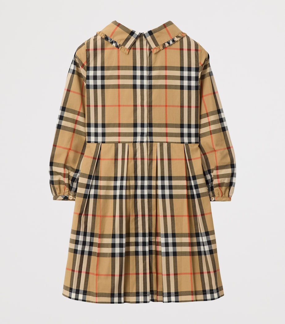 Burberry Kids Beige Cotton Check Smocked Dress (3-12 Years)