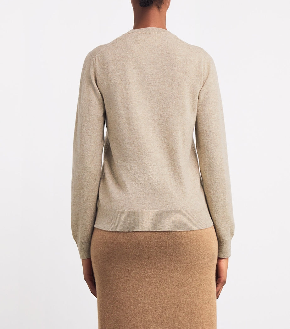 Harrods Beige Cashmere Crew-Neck Cardigan