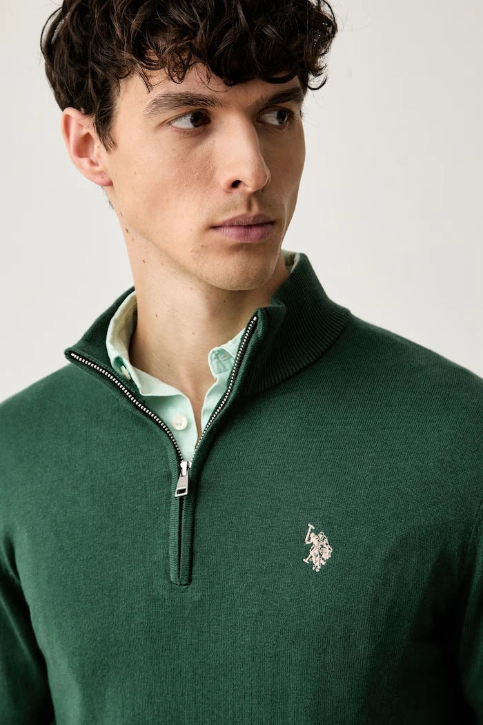 U.S. Polo Assn. Erkek Pamuklu Rich Funnel 1/4 Zip Kazak
