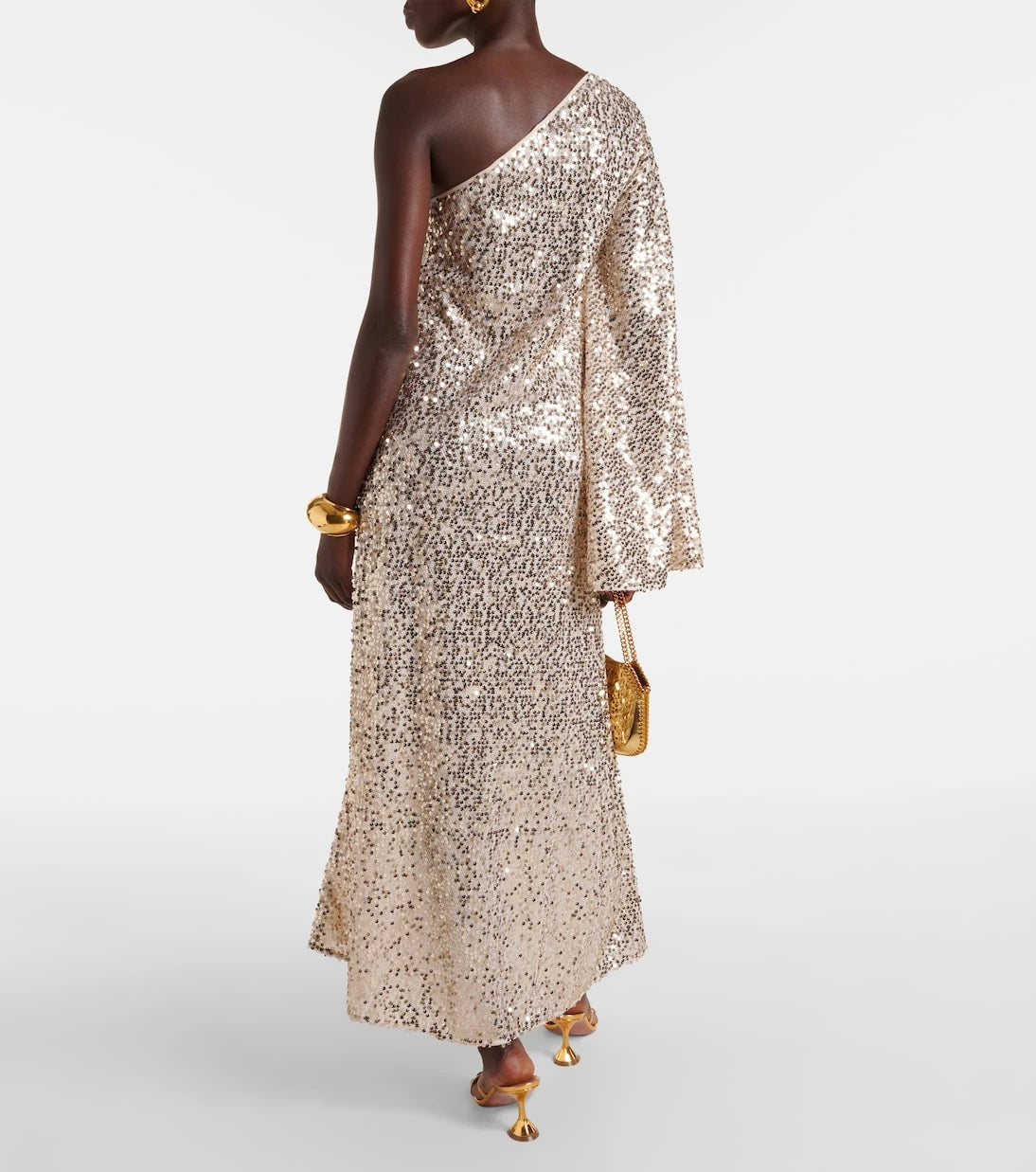 Rotate - Sequined one-shoulder maxi dress