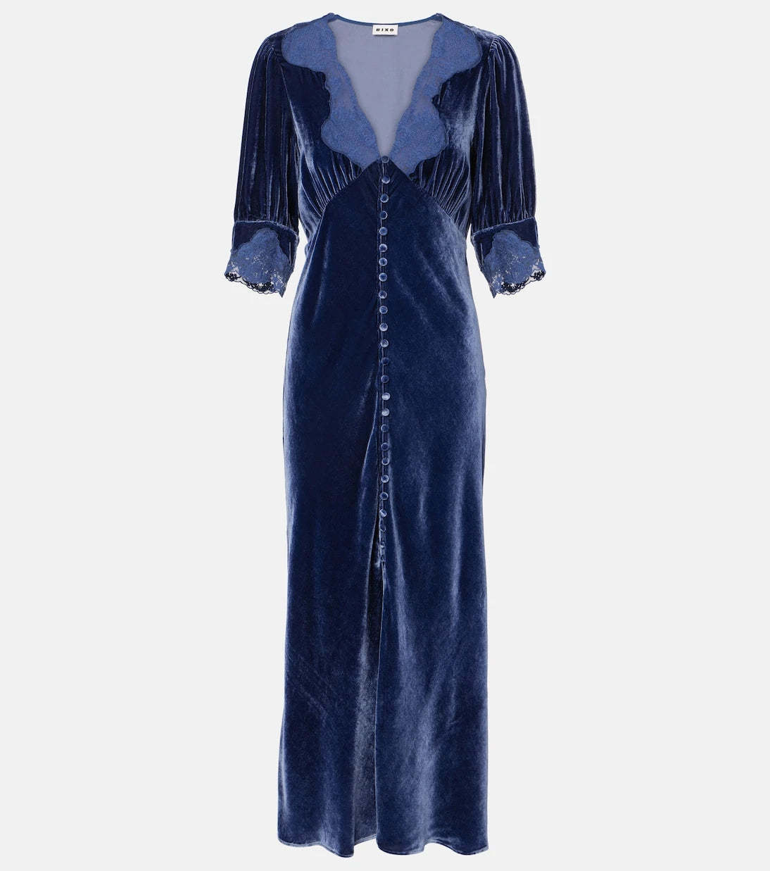 Rixo - Simone lace-trimmed velvet maxi dress