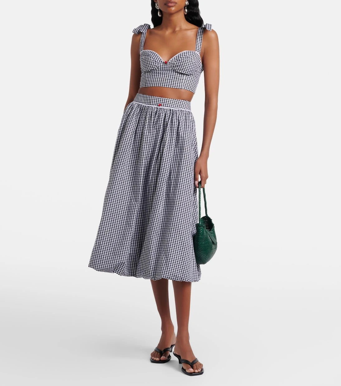 Bananhot - Alba gingham cotton poplin midi skirt
