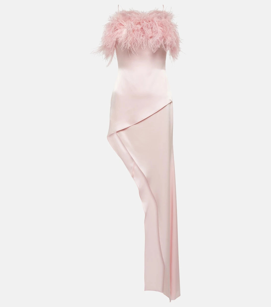 David Koma - Feather-trimmed satin midi dress