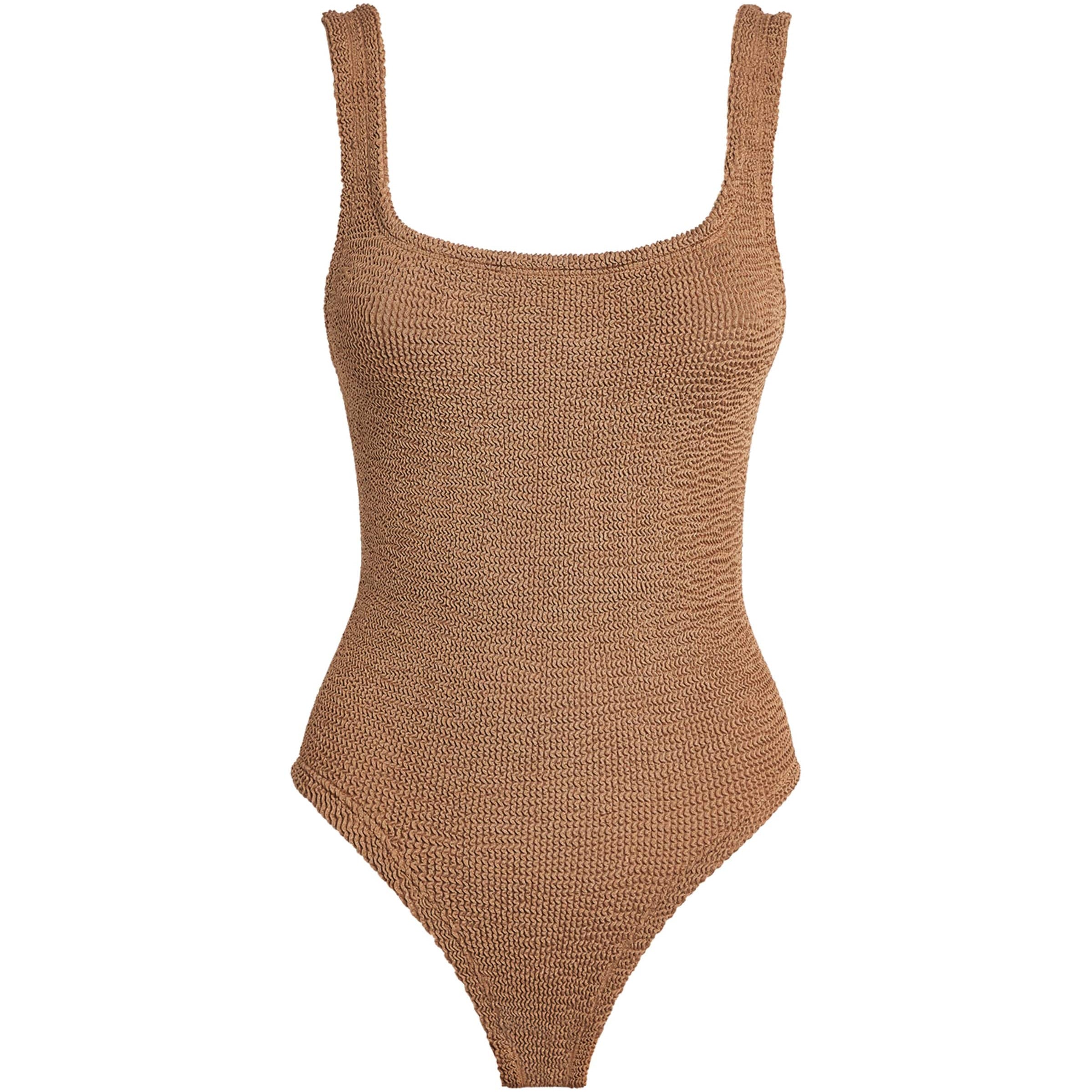Hunza G Brown Coverage Square-Neck Swimsuit