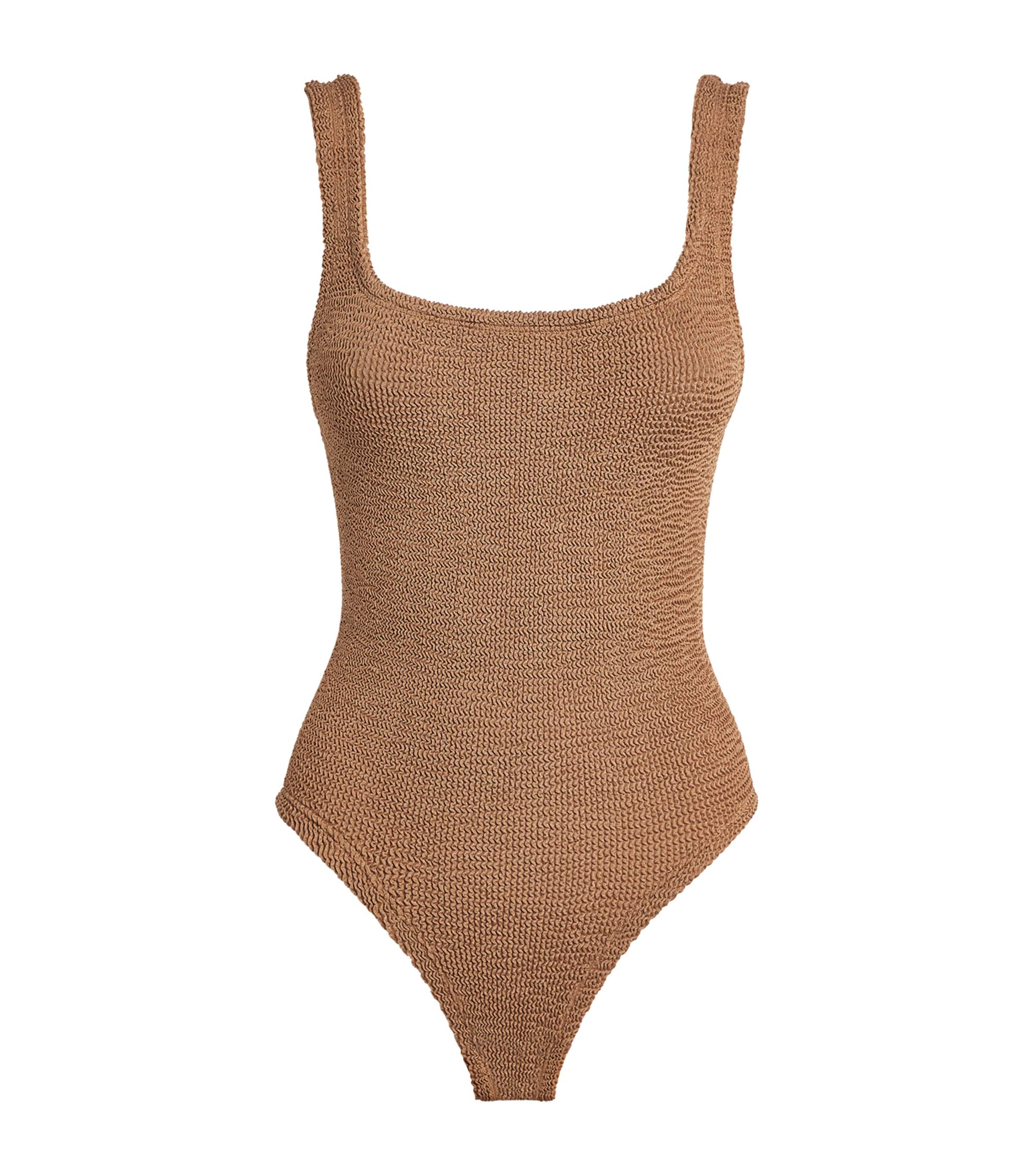 Hunza G Brown Coverage Square-Neck Swimsuit