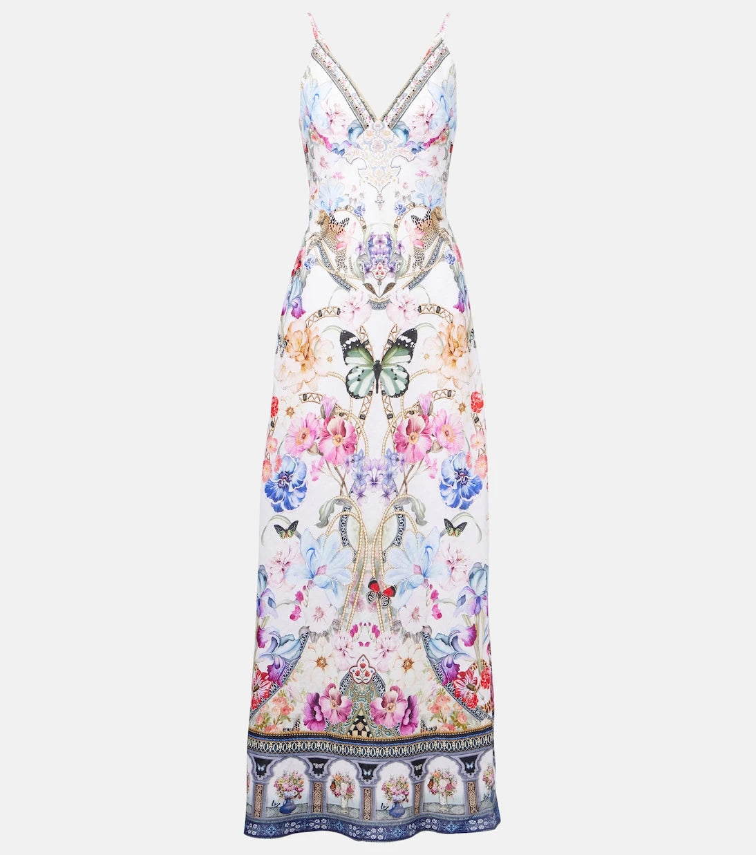 Camilla - Crystal-embellished linen slip dress