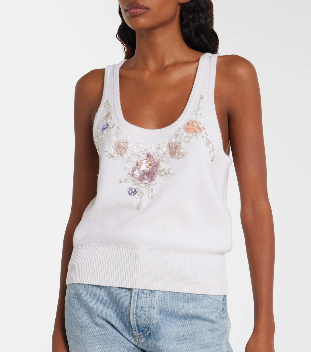 Rabanne - Sequined wool and cashmere top