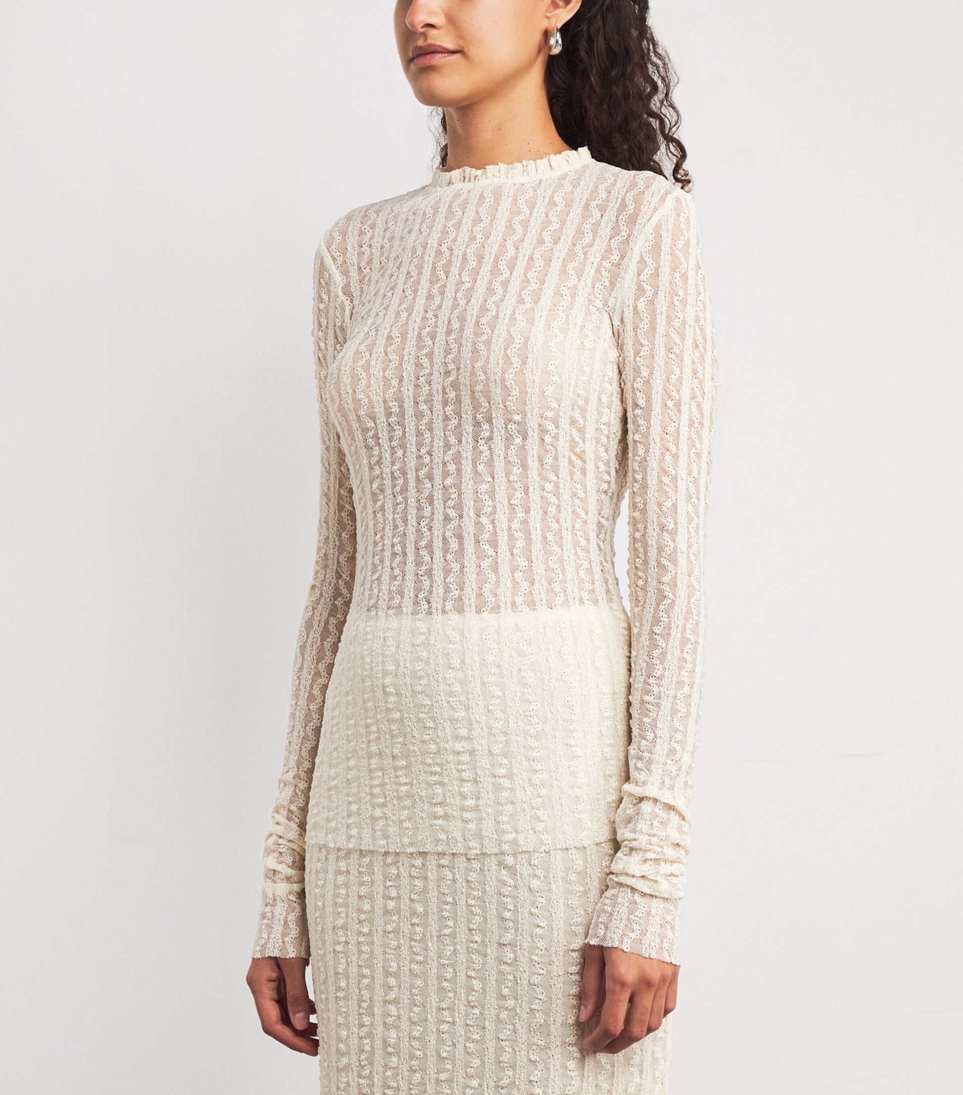 MAX&Co. White Lace Long-Sleeve T-Shirt