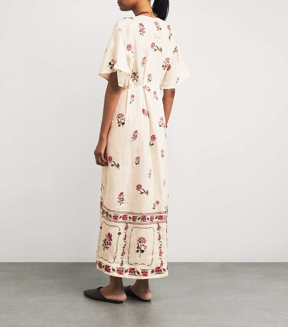 Linen Floral Maxi Kaftan