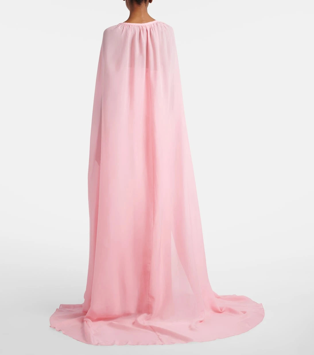 Là Fuori - Petal Pink draped caped gown