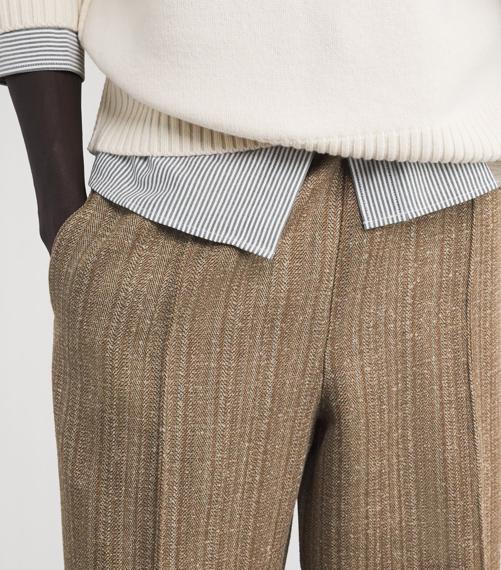 AMI Paris Wool-Blend Elasticated Wide-Leg Trousers