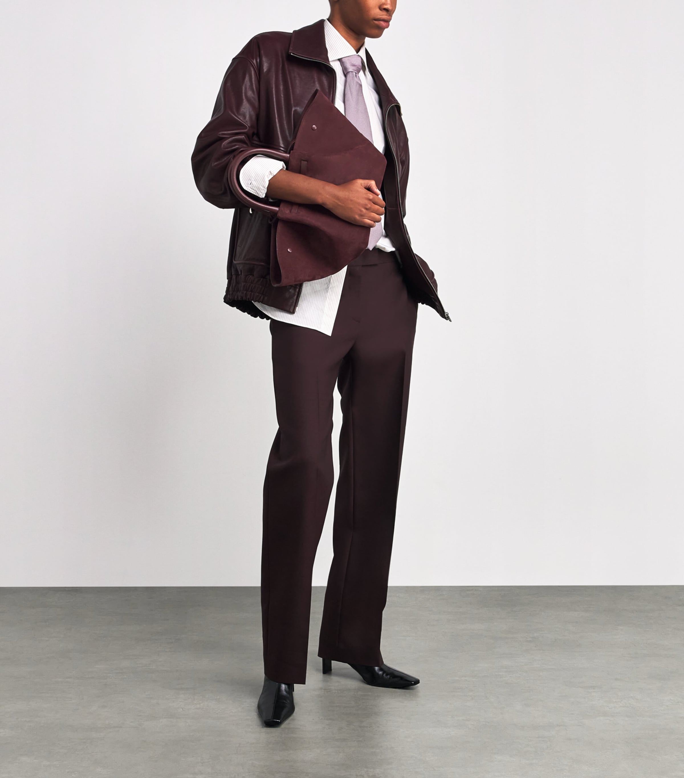 Demellier Burgundy Medium Suede New York Tote Bag