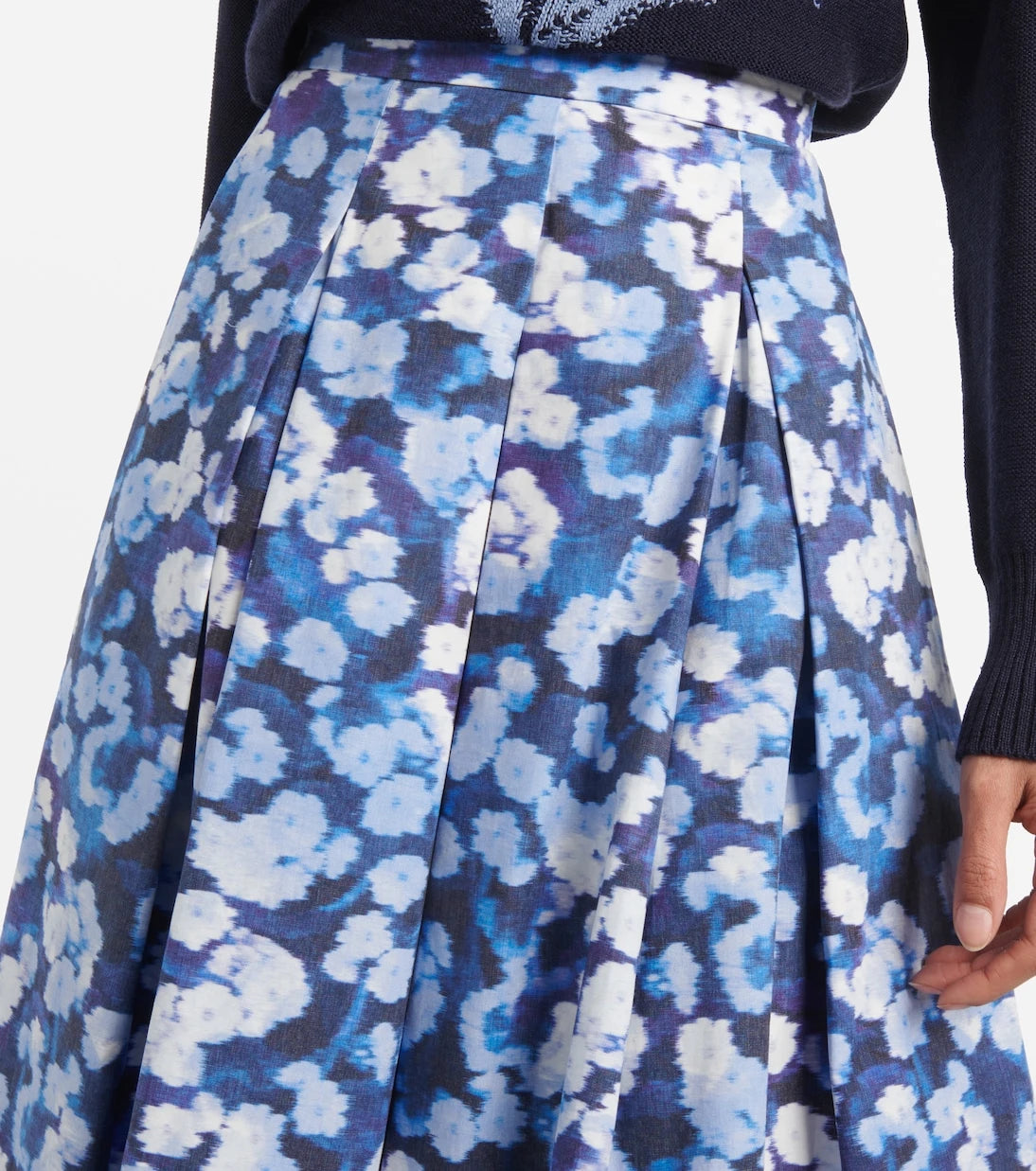 Erdem - Floral pleated cotton midi skirt