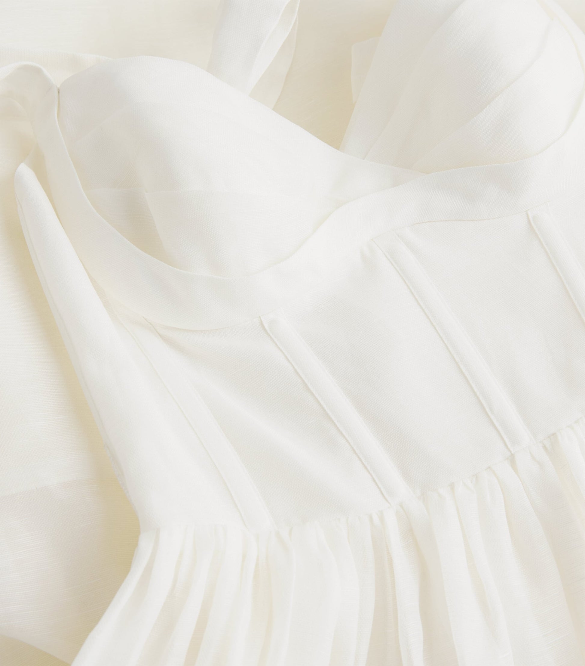 Ivory Linen-Silk Corset Midi Dress