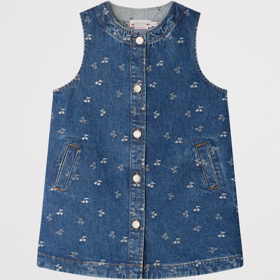 Blue Denim Cherry Print Jette Dress (4-8 Years)