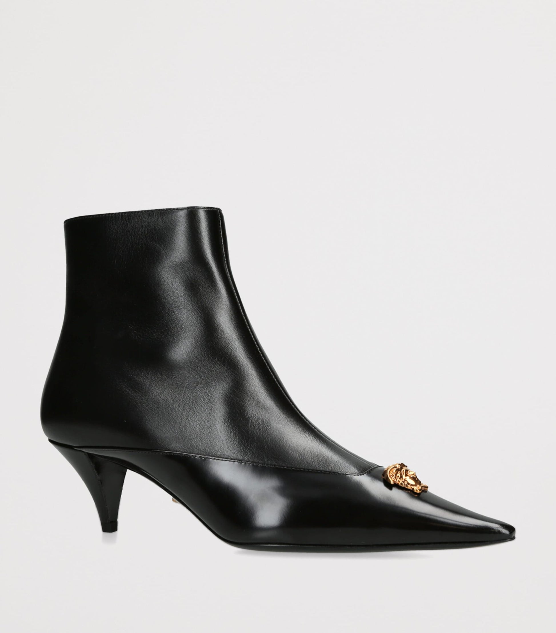 Versace Black Leather La Medusa Ankle Boots 55