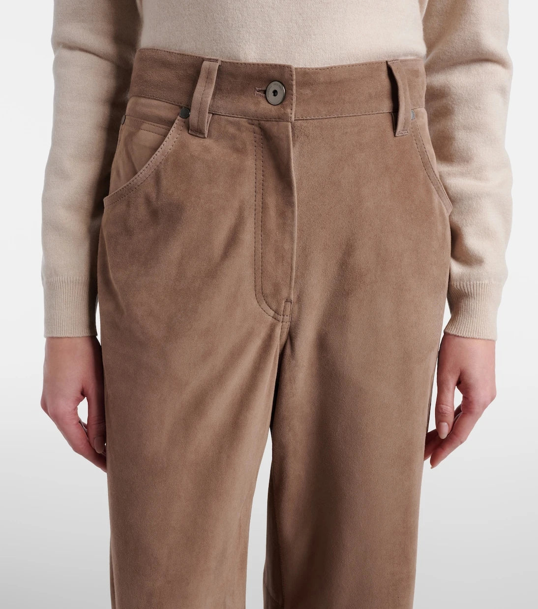 Brunello Cucinelli - Suede wide-leg pants