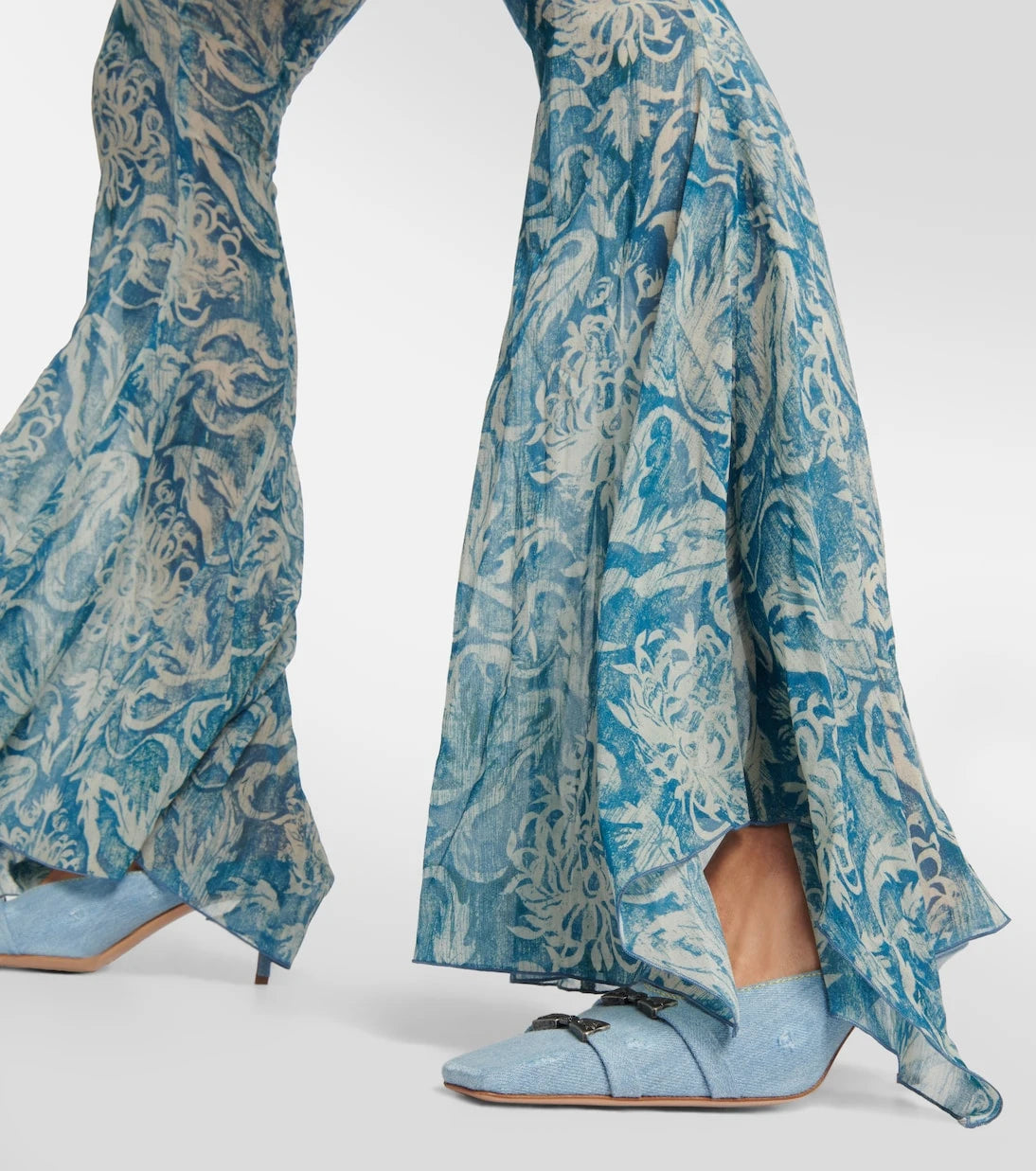 KNWLS - Printed low-rise silk-blend pants
