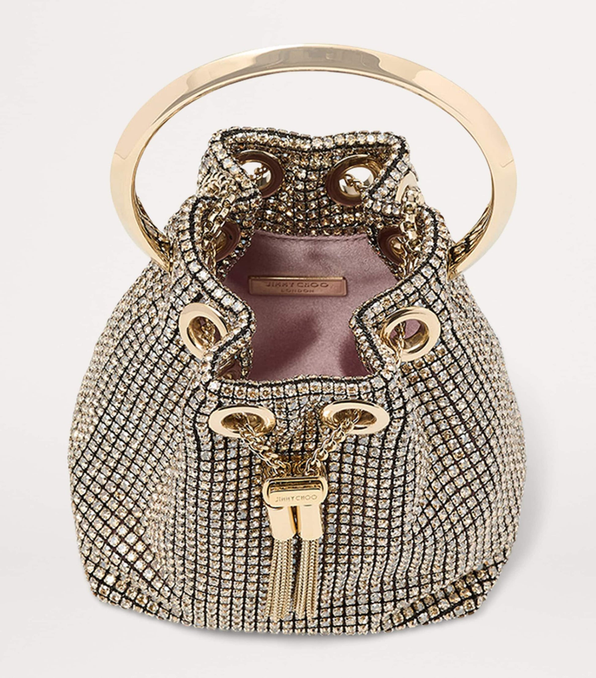 Gold Micro Embellished Bon Bon Top-Handle Bag