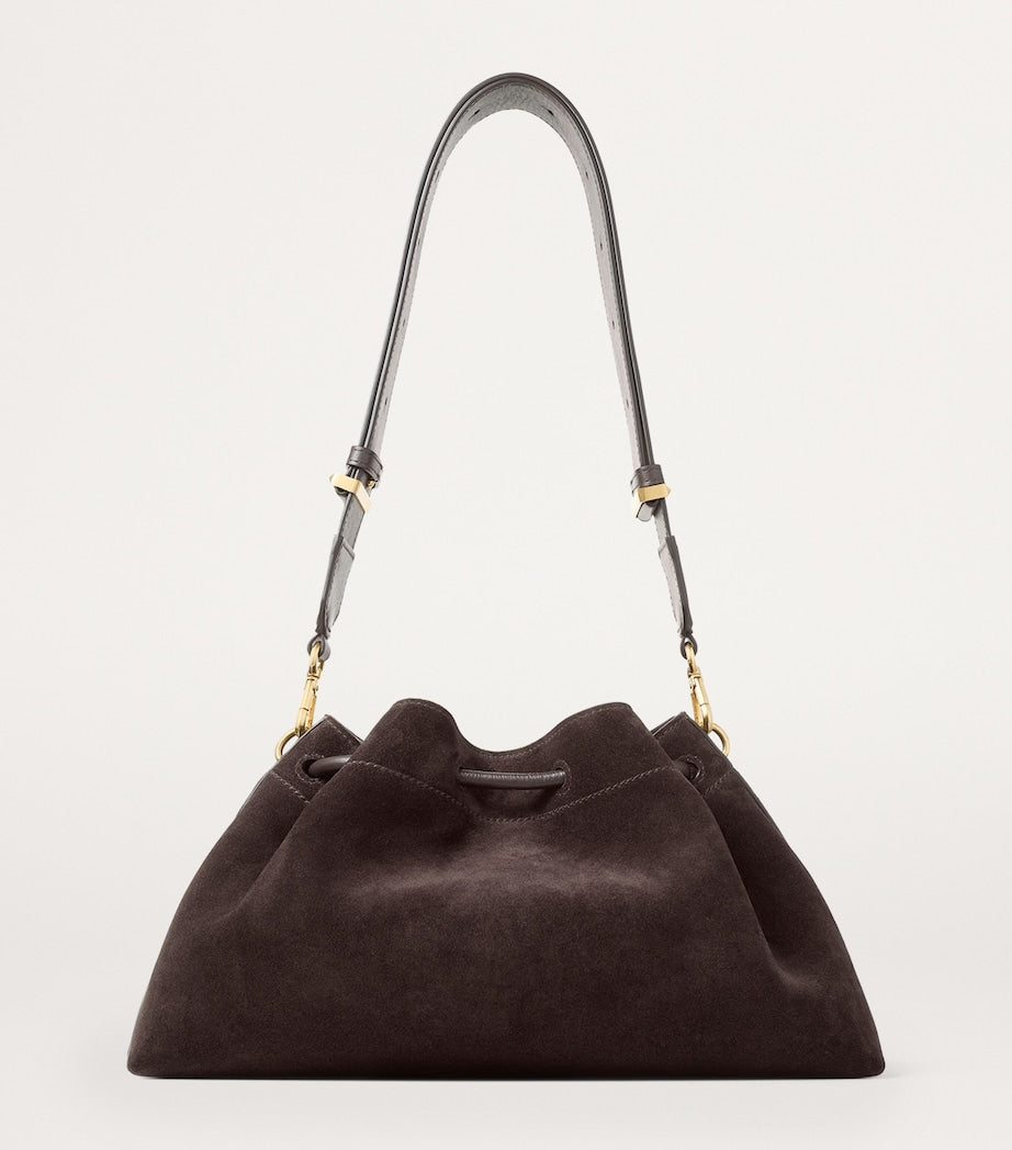 Jimmy Choo Brown Medium Cinch Suede Shoulder Bag