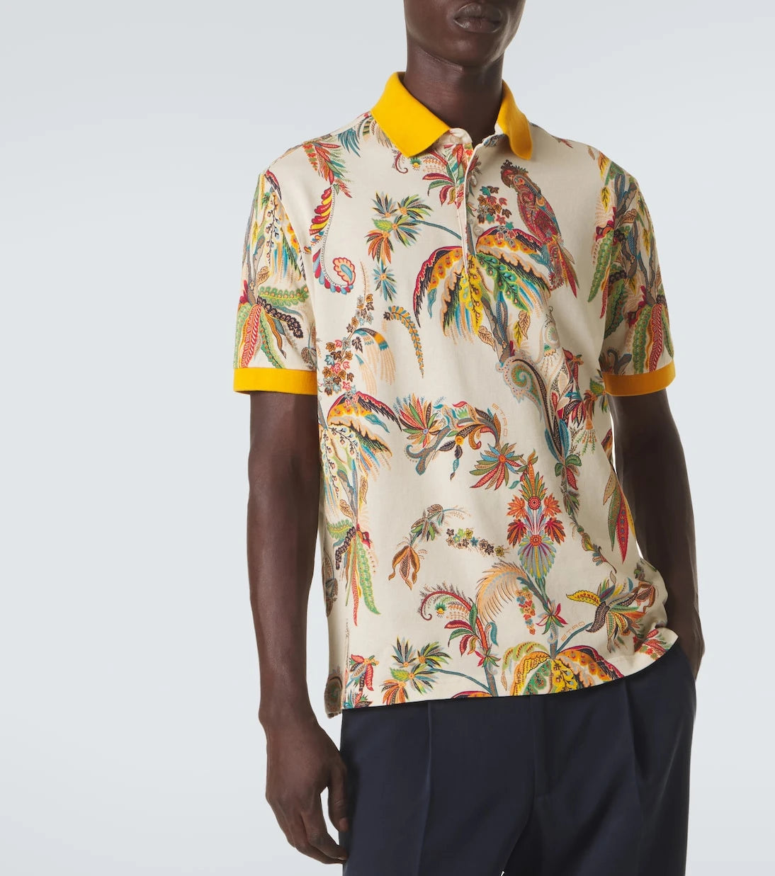 Etro - Printed cotton piqué polo shirt