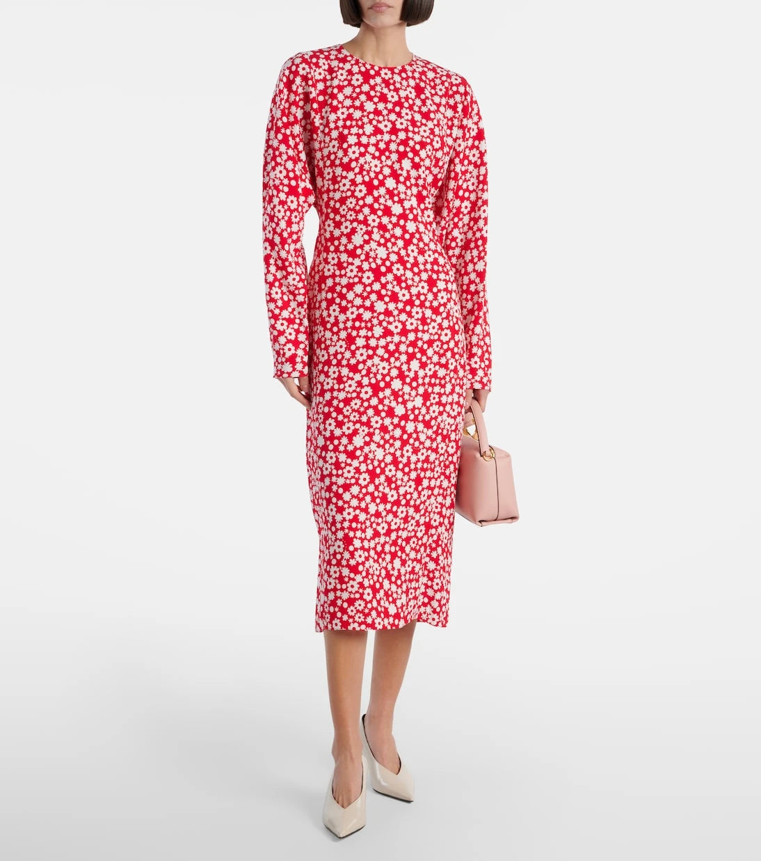 Marni - Floral enver satin midi dress