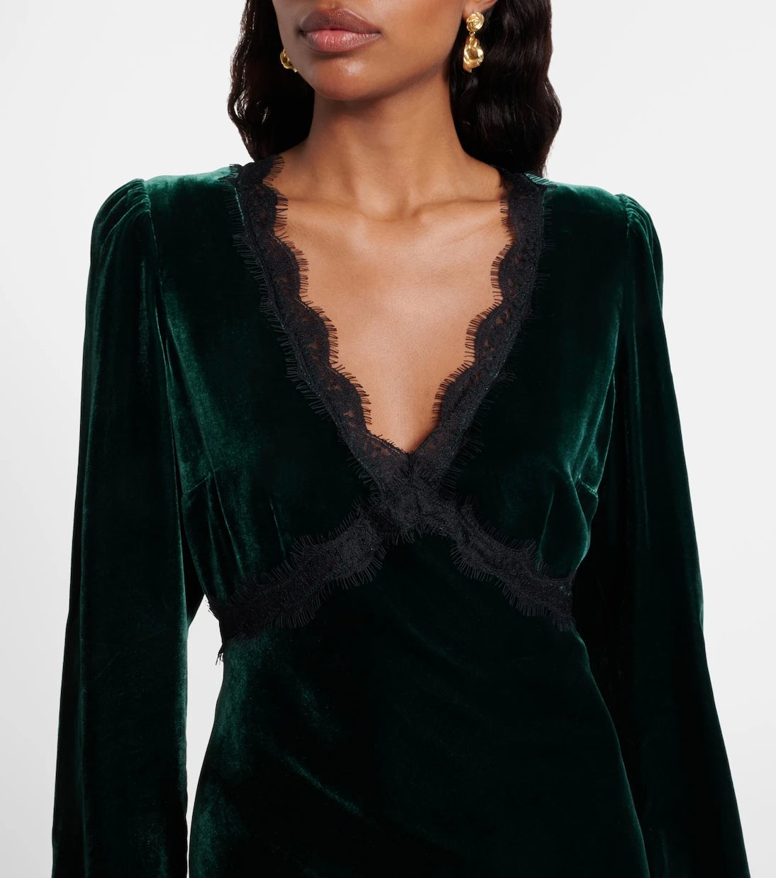 Rixo - Macie lace-trimmed velvet minidress