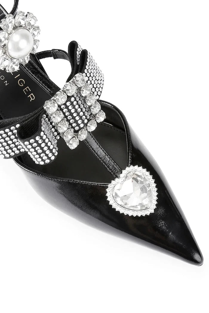Кожени обувки с тънък ток Kurt Geiger London Bow Point Gladiator Court