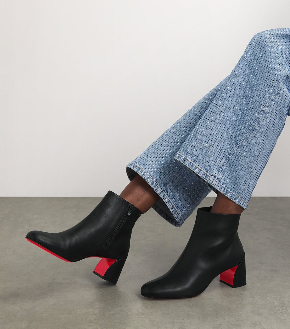 Christian Louboutin Black Turela Leather Ankle Boots 55