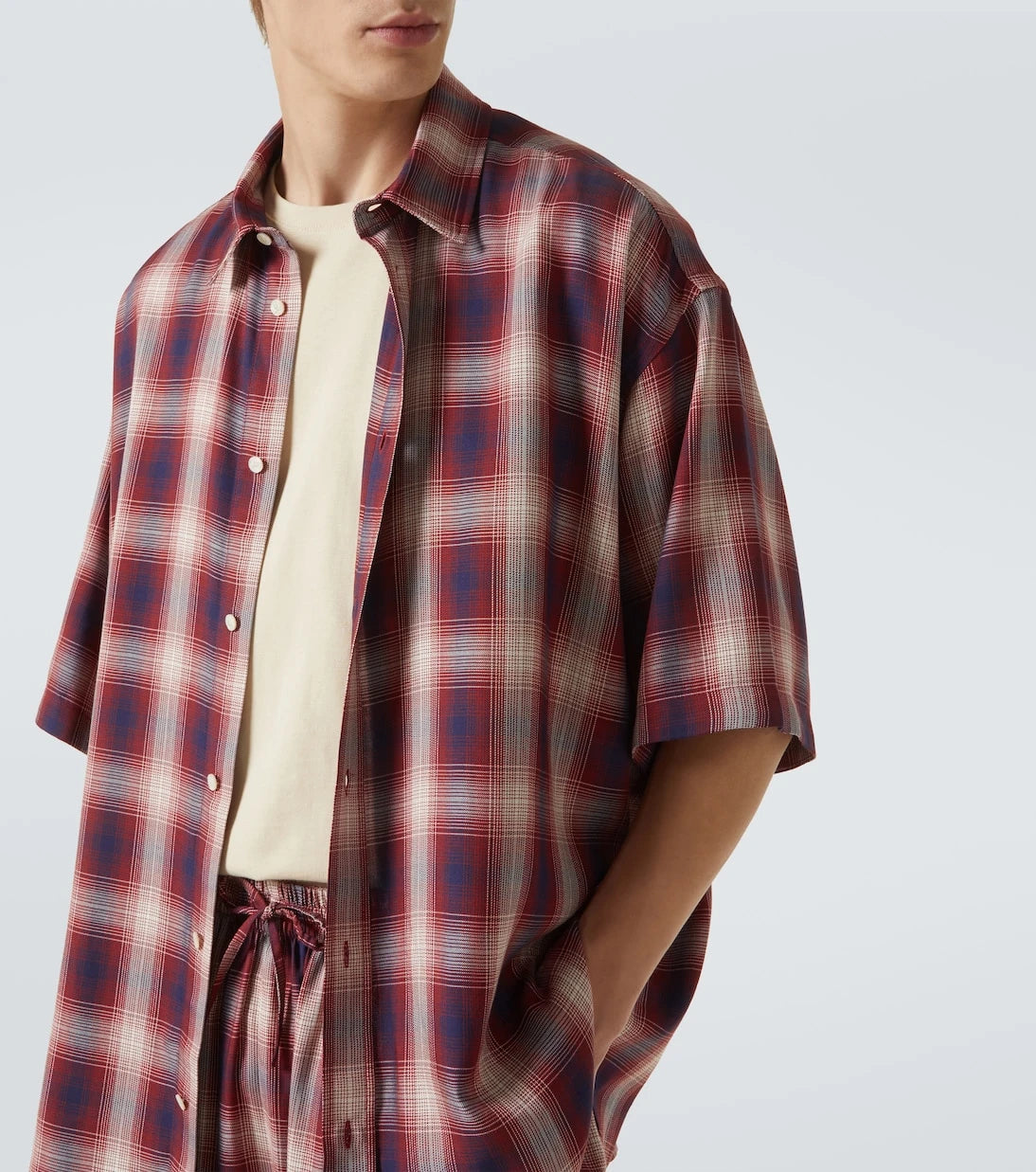 Acne Studios - قميص كبير الحجم ومطبع بالمربعات