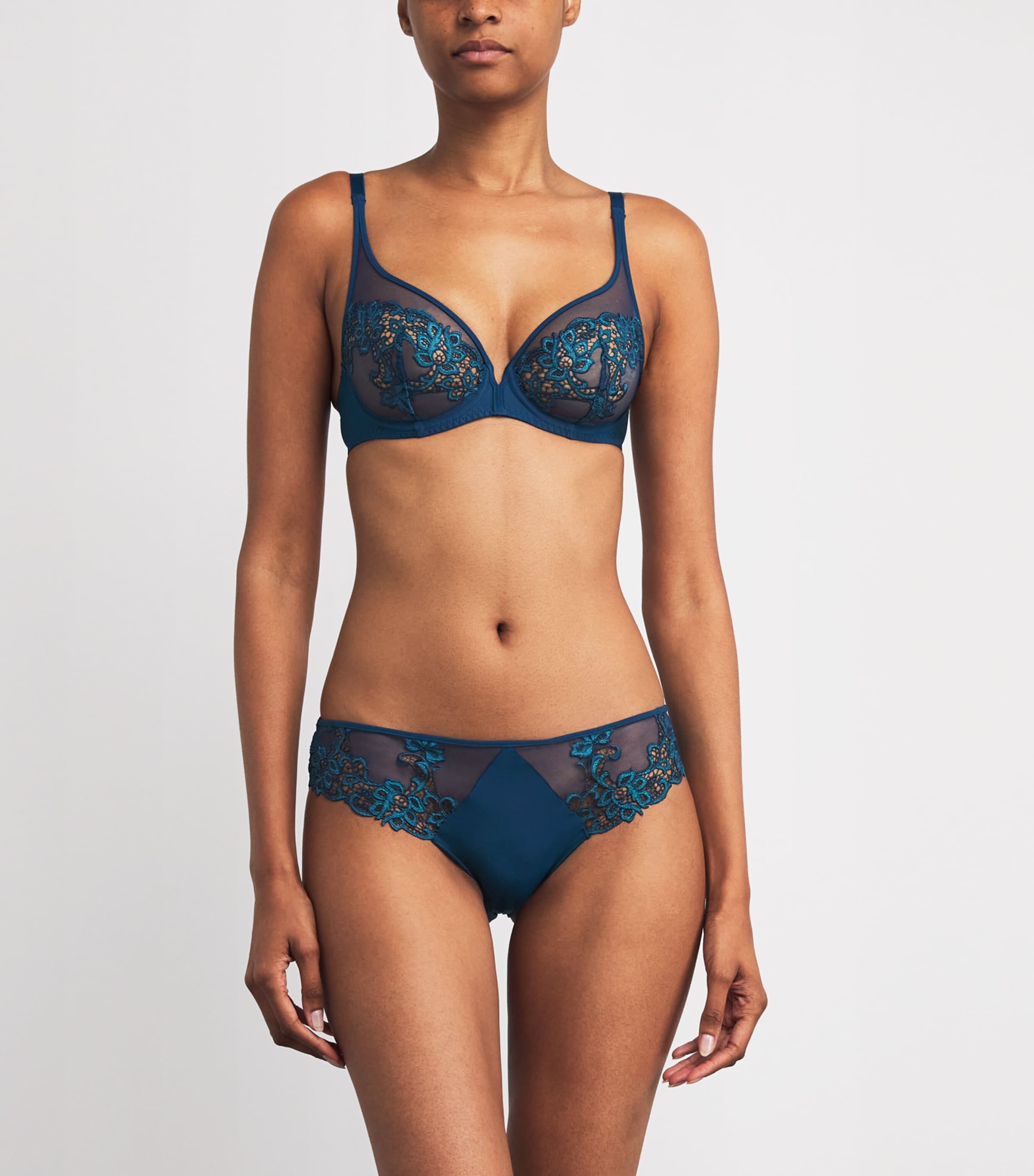 Blue Lace Saga Plunge Bra